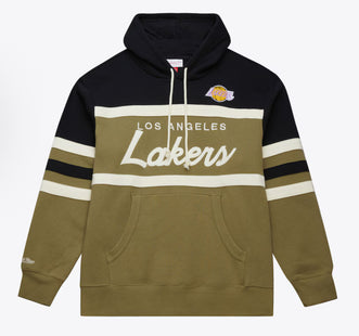 Unisex Olive/Black Los Angeles Lakers Head Coach Vintage Pullover Hoodie