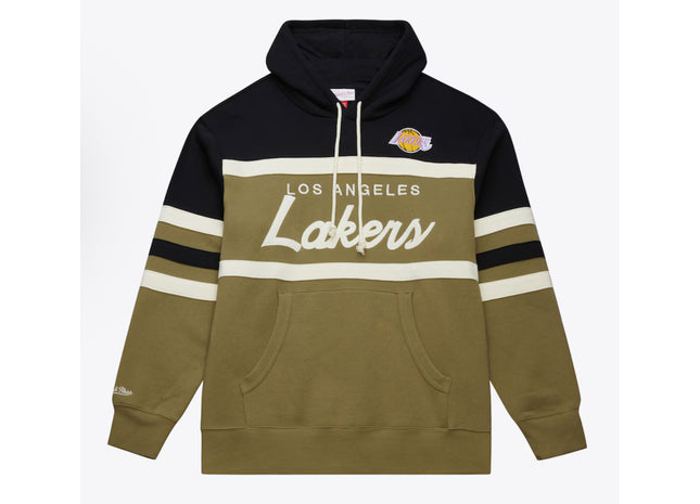 Unisex Olive/Black Los Angeles Lakers Head Coach Vintage Pullover Hoodie