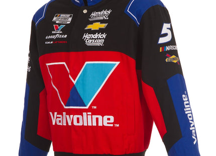 Men's JH Design Black/Red Kyle Larson Valvoline Full-Snap Twill Uniform Jacket