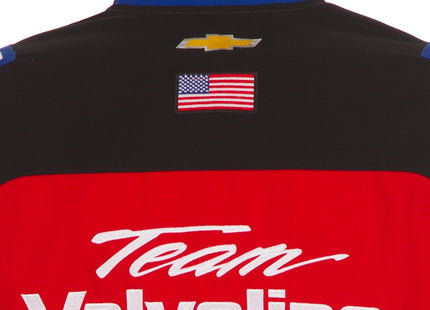 Men's JH Design Black/Red Kyle Larson Valvoline Full-Snap Twill Uniform Jacket