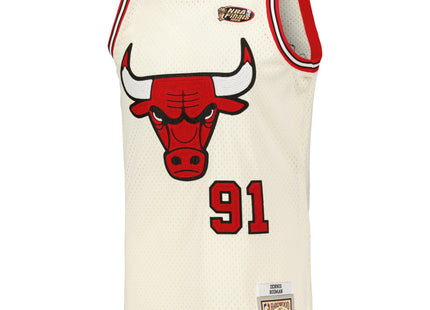 Men's Chicago Bulls Dennis Rodman Mitchell & Ness Cream Chainstitch Swingman Jersey