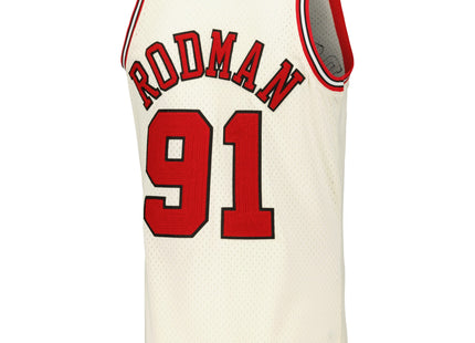 Men's Chicago Bulls Dennis Rodman Mitchell & Ness Cream Chainstitch Swingman Jersey