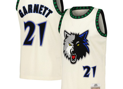 Kevin Garnett Minnesota Timberwolves Mitchell & Ness Chainstitch Swingman Jersey - Cream