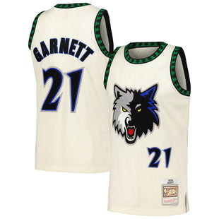 Kevin Garnett Minnesota Timberwolves Mitchell & Ness Chainstitch Swingman Jersey - Cream