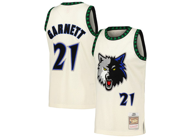 Kevin Garnett Minnesota Timberwolves Mitchell & Ness Chainstitch Swingman Jersey - Cream
