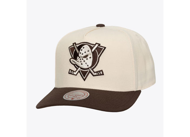 Anaheim Ducks Cream/Brown Vintage Two-Tone Fashion Pro Pinch Snapback Hat