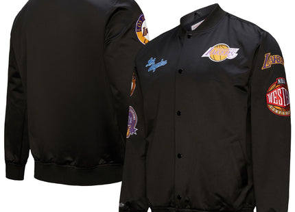 Men's Los Angeles Lakers Mitchell & Ness Black Blackout Collection Vintage Full-Snap Satin Jacket