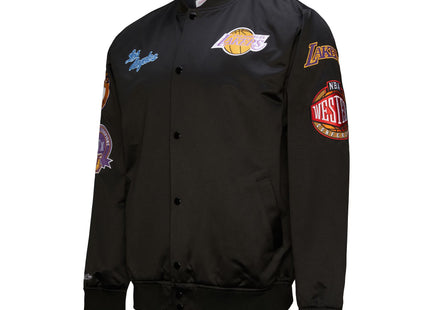 Men's Los Angeles Lakers Mitchell & Ness Black Blackout Collection Vintage Full-Snap Satin Jacket