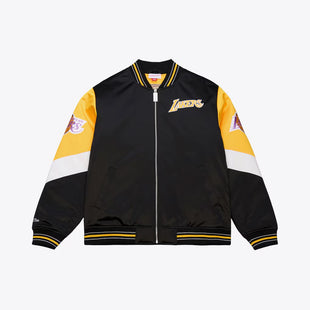 Los Angeles Lakers Black Hardwood Classics Throwback Heavyweight Satin Full-Zip Jacket