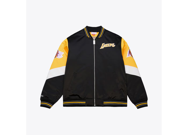 Los Angeles Lakers Black Hardwood Classics Throwback Heavyweight Satin Full-Zip Jacket