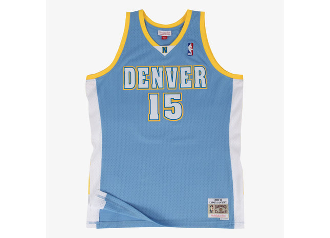 Men's Carmelo Anthony Light Blue Denver Nuggets 2003/04 Swingman Road Jersey