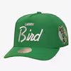 Larry Bird Boston Celtics Kelly Green Hardwood Classics Player Script Pro Pinch Snapback Hat