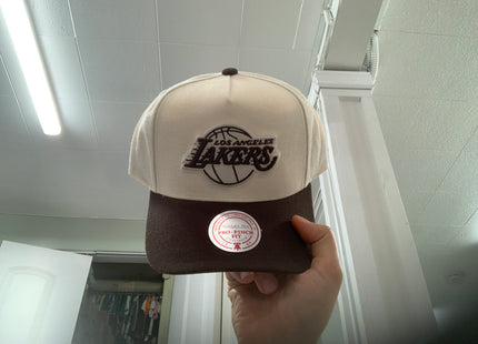 Men Cream/Brown Los Angeles Lakers Two-Tone Fashion Pro Pinch Snapback Hat