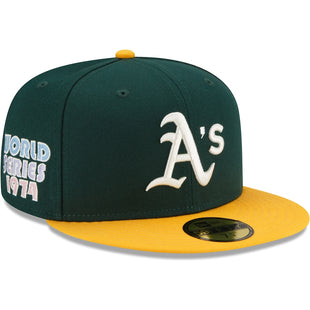 Pop Sweat Men's Oakland Athletics New Era Green Pop  Undervisor World Series 1974 Cooperstown Collection 59FIFTY Fitted Hat