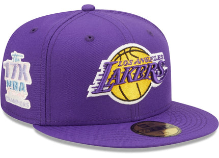Pop Sweat Los Angeles Lakers New Era 17x NBA Finals Champions 59FIFTY Fitted Hat - Purple