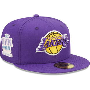 Pop Sweat Los Angeles Lakers New Era 17x NBA Finals Champions 59FIFTY Fitted Hat - Purple