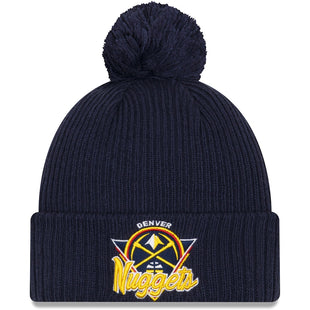 Knit Denver Nuggets New Era 2021 NBA Tip-Off Team Color Pom Cuffed Knit Hat - Navy