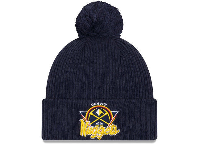 Knit Denver Nuggets New Era 2021 NBA Tip-Off Team Color Pom Cuffed Knit Hat - Navy