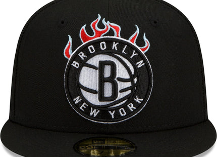 New Era Brooklyn Nets Black Eastern Conference Fire 59FIFTY Fitted Hat