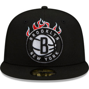 New Era Brooklyn Nets Black Eastern Conference Fire 59FIFTY Fitted Hat