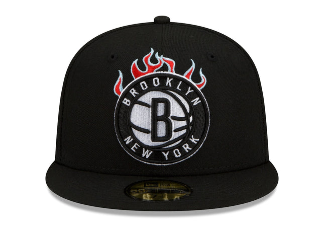 New Era Brooklyn Nets Black Eastern Conference Fire 59FIFTY Fitted Hat