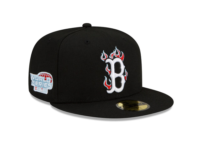 New Era Boston Red Sox Black 2004 World Series Team Fire 59FIFTY Fitted Hat