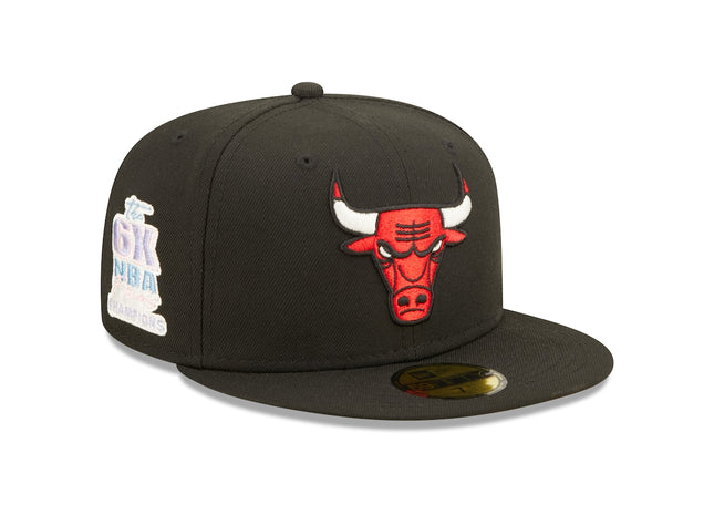 Pop Sweat Men's Chicago Bulls New Era Black 6x NBA Finals Champions 59FIFTY Fitted Hat