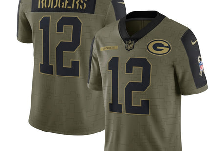 Aaron Rodgers Green Bay Packers Nike 2021 Salute To Service Limited Player Jersey - Olive