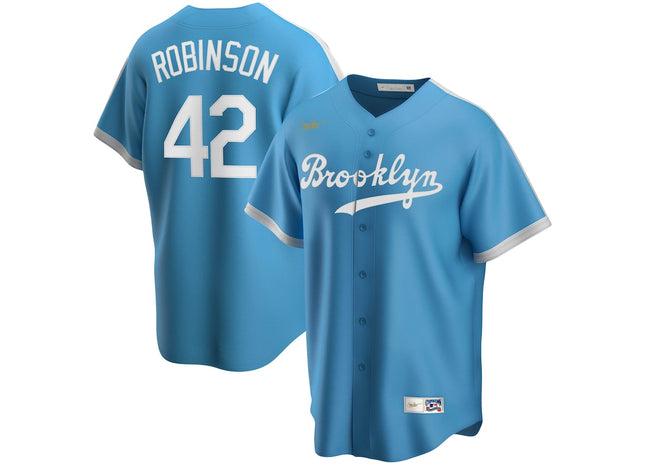Men's Brooklyn Dodgers Jackie Robinson Nike Light Blue Alternate Cooperstown Collection Player Jersey