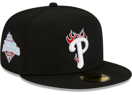 New Era Philadelphia Phillies Black 2008 World Series Team Fire 59FIFTY Fitted Hat