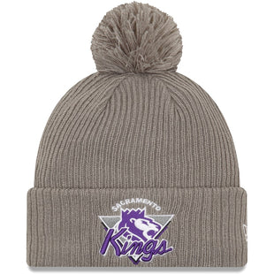 Knit Sacramento Kings New Era 2021 NBA Tip-Off Team Color Pom Cuffed Knit Hat - Gray