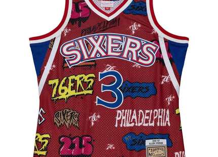 Men Slap Sticker Swingman Allen Iverson Philadelphia 76ers 1996-97 Jersey
