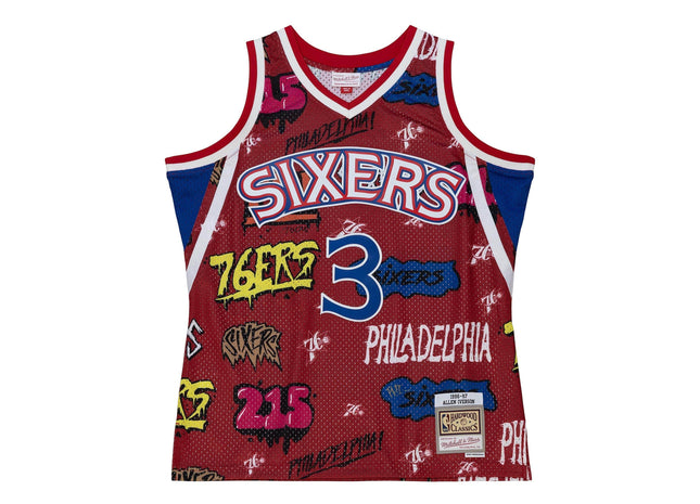 Men Slap Sticker Swingman Allen Iverson Philadelphia 76ers 1996-97 Jersey