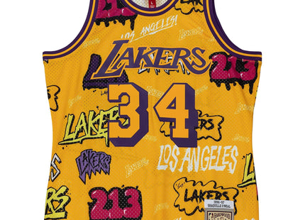 Men Slap Sticker Swingman Shaquille O'Neal Los Angeles Lakers 1996-97 Jersey