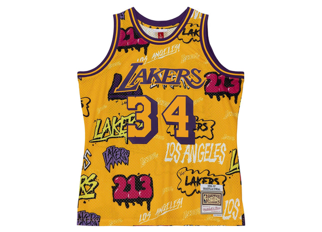 Men Slap Sticker Swingman Shaquille O'Neal Los Angeles Lakers 1996-97 Jersey