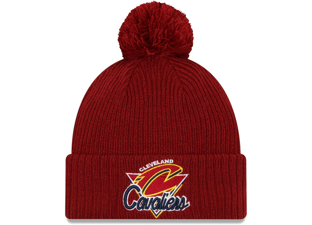 Knit Cleveland Cavaliers New Era 2021 NBA Tip-Off Team Color Pom Cuffed Knit Hat - Wine