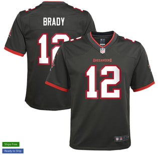 Youth Tampa Bay Buccaneers Tom Brady Nike Pewter Alternate Game Jersey