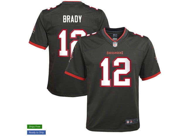 Youth Tampa Bay Buccaneers Tom Brady Nike Pewter Alternate Game Jersey