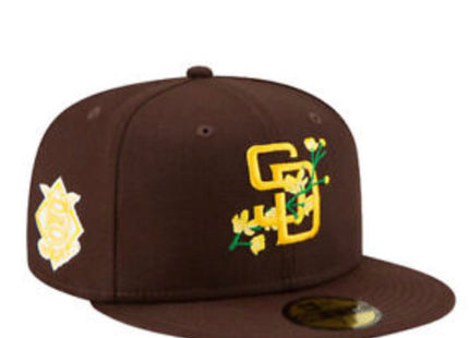 Men New Era San Diego Padres Side Patch Bloom 59FIFTY Fitted Yellow Bottom