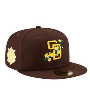 Men New Era San Diego Padres Side Patch Bloom 59FIFTY Fitted Yellow Bottom