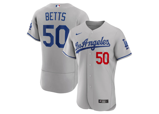 Authentic Men's Los Angeles Dodgers Mookie Betts Nike Gray Away Authentic Player Jersey