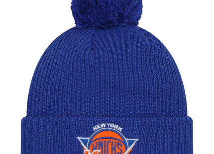 Knit New York Knicks New Era 2021 NBA Tip-Off Team Color Pom Cuffed Knit Hat - Blue