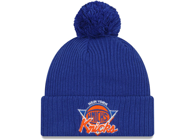 Knit New York Knicks New Era 2021 NBA Tip-Off Team Color Pom Cuffed Knit Hat - Blue