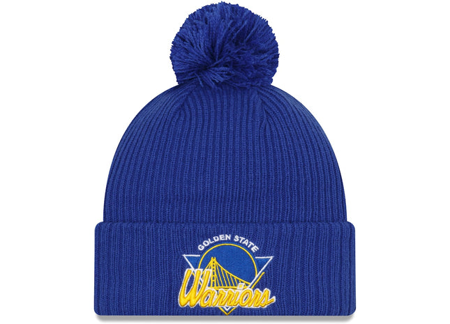Knit Golden State Warriors New Era 2021 NBA Tip-Off Team Color Pom Cuffed Knit Hat - Royal