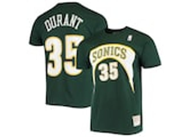 Youth Seattle SuperSonics Kevin Durant Mitchell & Ness Green Hardwood Classics Stitch Name & Number T-Shirt