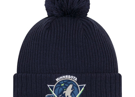 Knit Minnesota Timberwolves New Era 2021 NBA Tip-Off Team Color Pom Cuffed Knit Hat - Navy