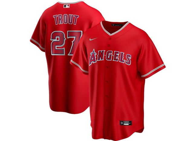 Men's Los Angeles Angels Mike Trout Nike Red Alternate Game Player Name Jersey