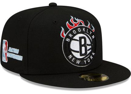 New Era Brooklyn Nets Black Eastern Conference Fire 59FIFTY Fitted Hat