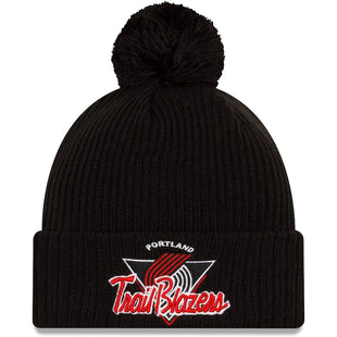 Knit Portland Trail Blazers New Era 2021 NBA Tip-Off Team Color Pom Cuffed Knit Hat - Black