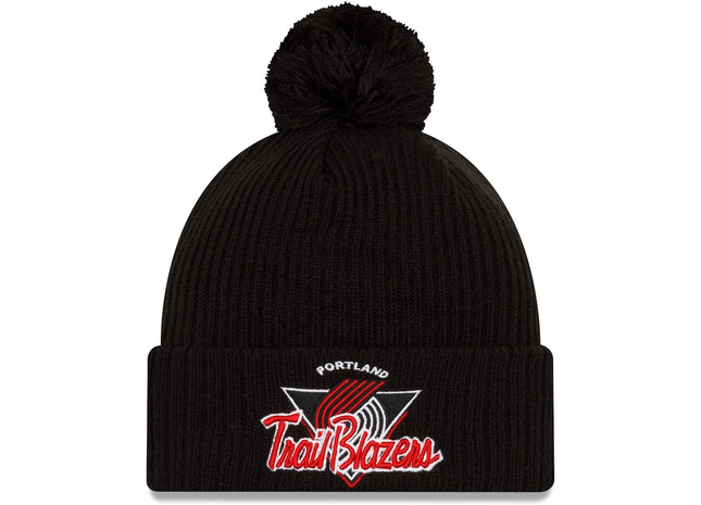 Knit Portland Trail Blazers New Era 2021 NBA Tip-Off Team Color Pom Cuffed Knit Hat - Black